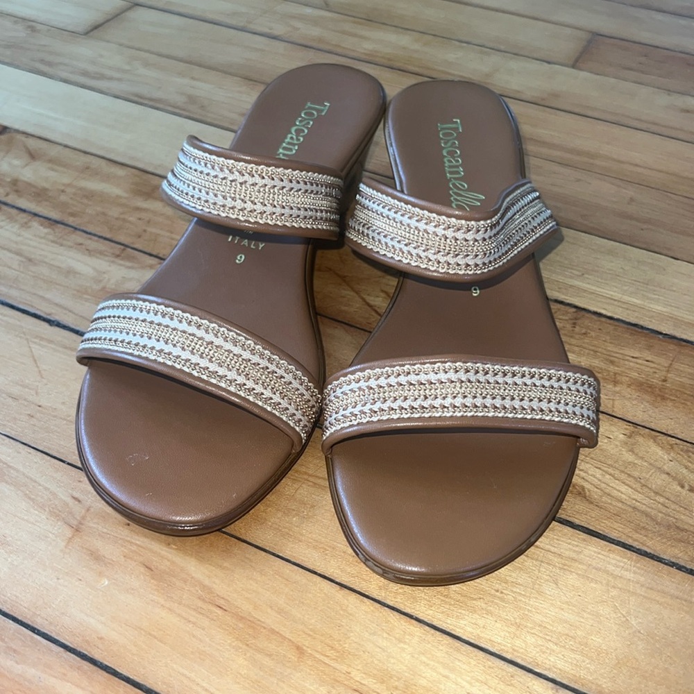 BRAND NEW TOSCANELLA WEDGE OPEN TOE DOUBLE STRAP SANDAL